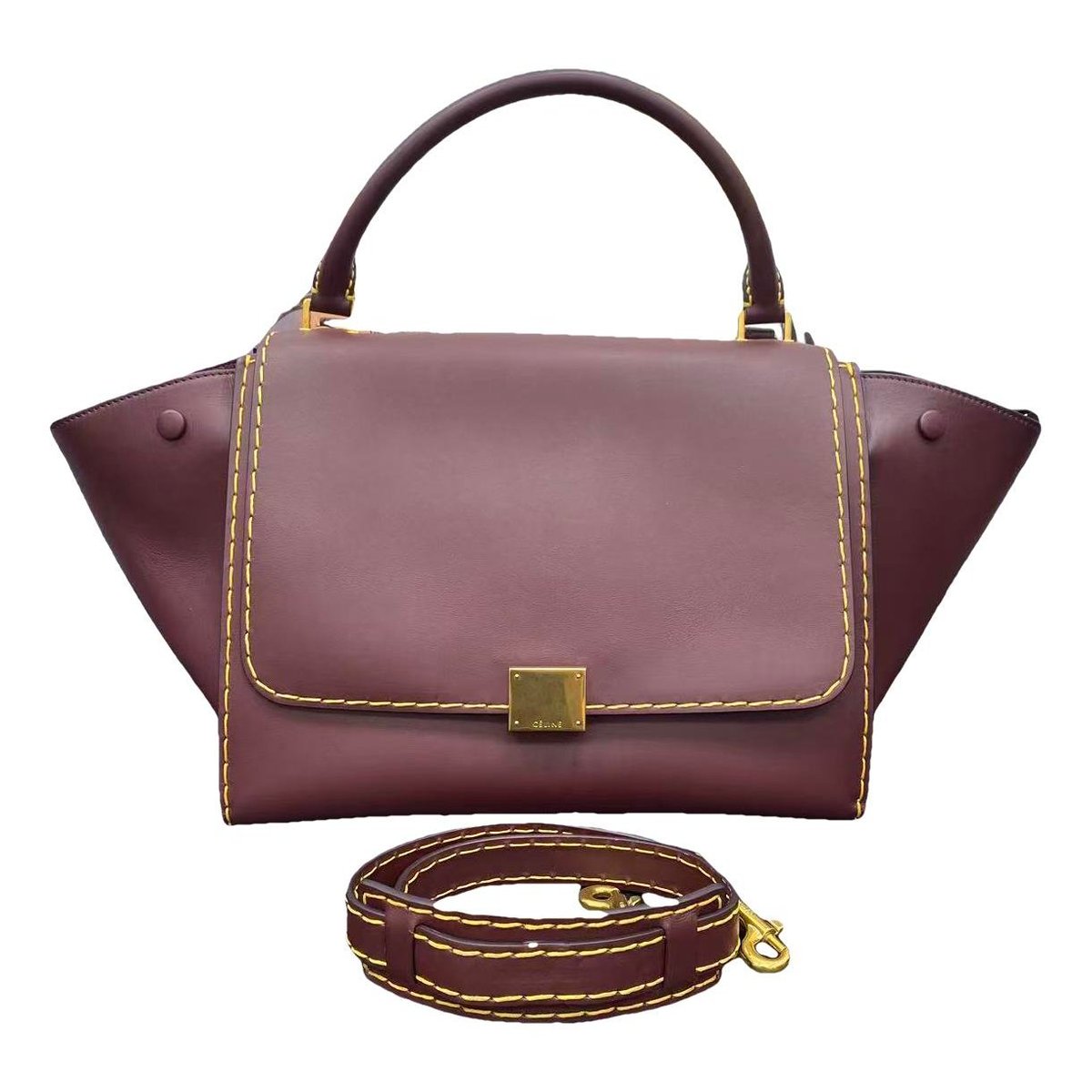 Trapèze leather handbag