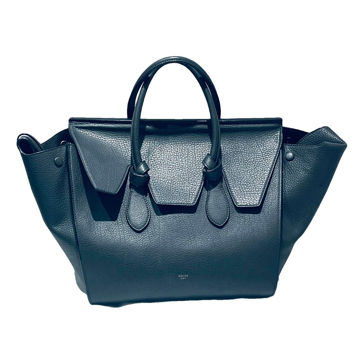 Tie leather handbag