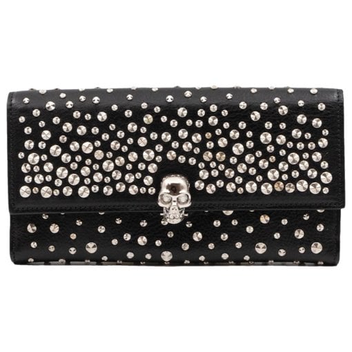 Skull leather clutch bag