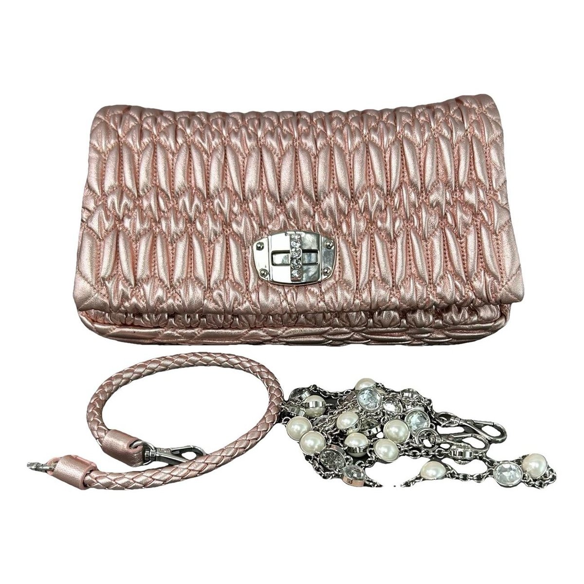 Miu Crystal leather handbag