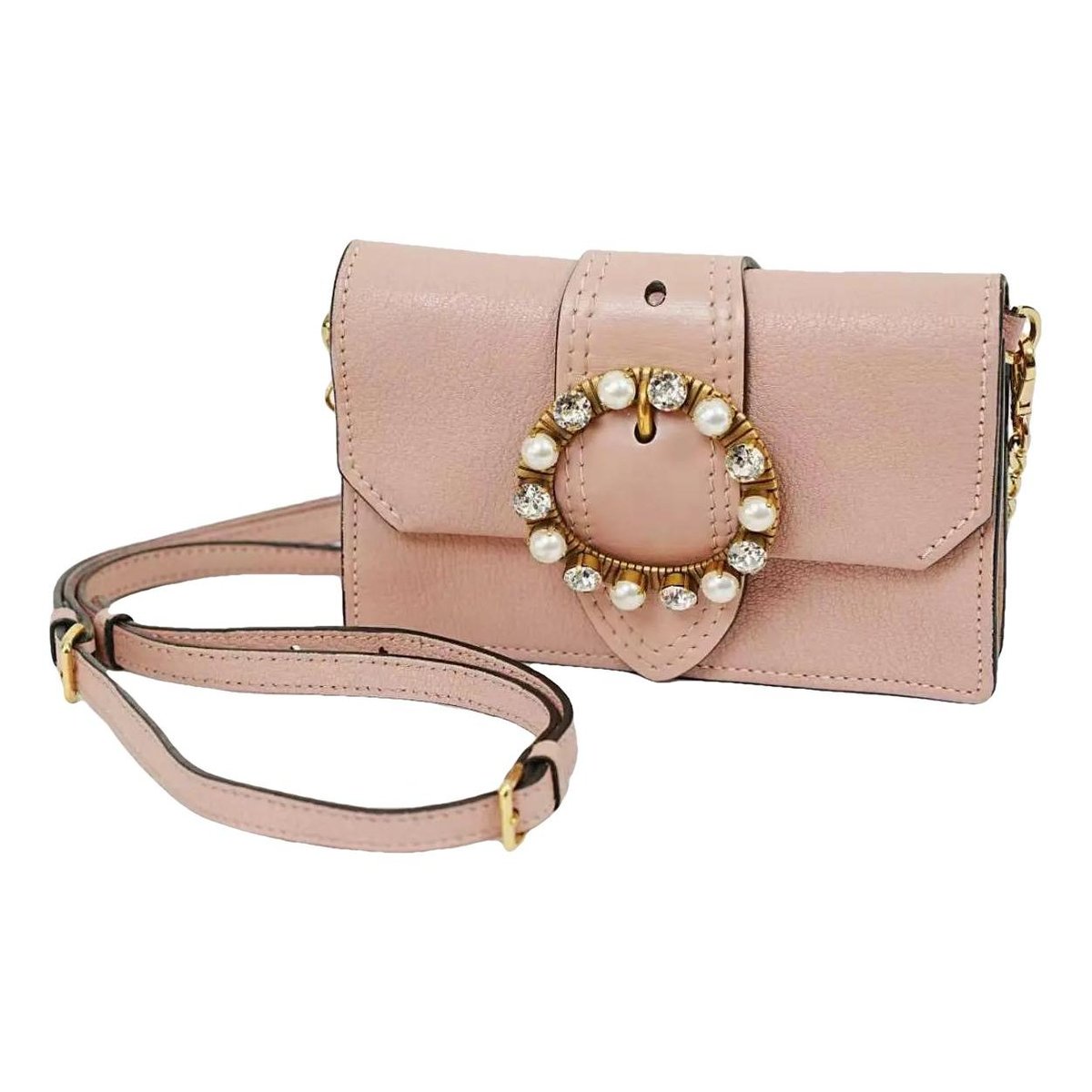 Miu Lady leather crossbody bag