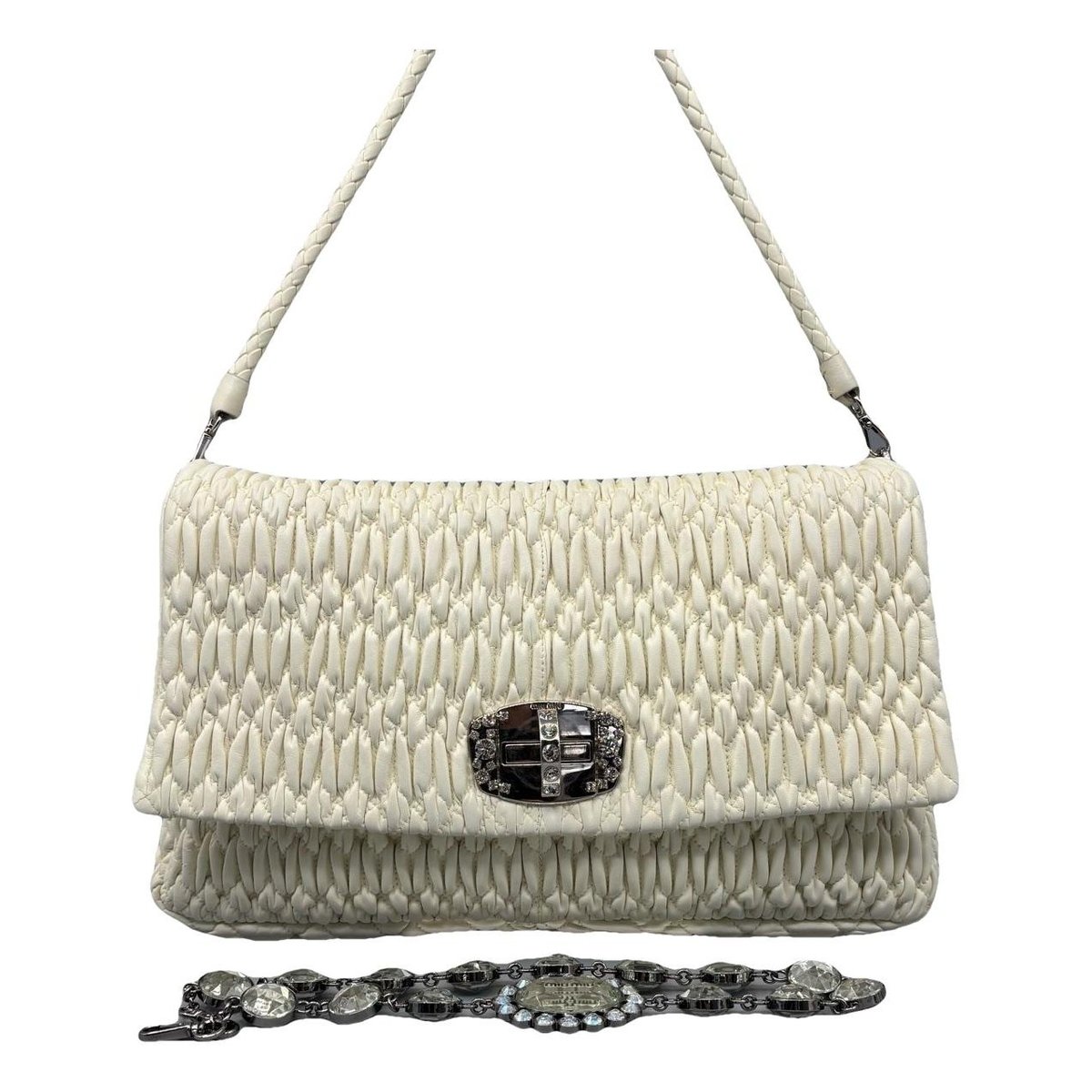 Miu Crystal leather handbag