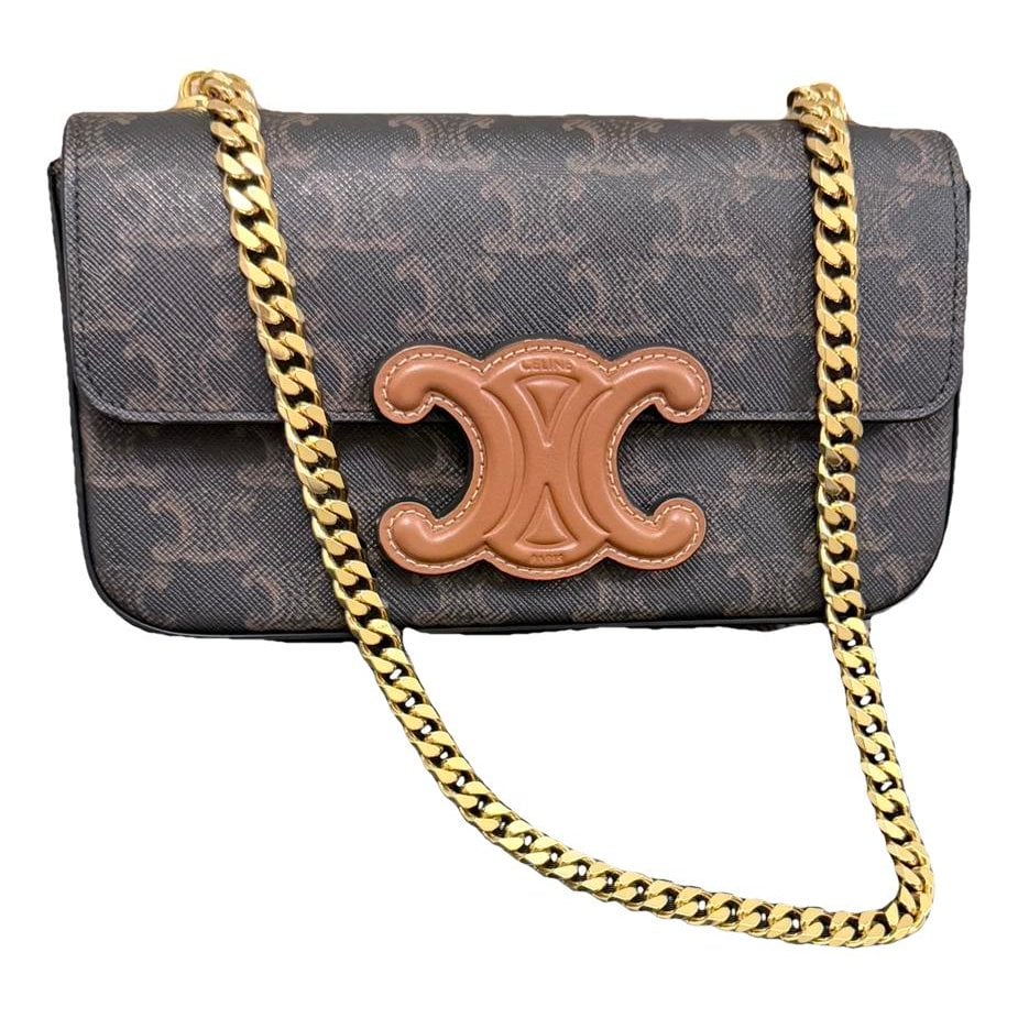 Triomphe chain leather handbag