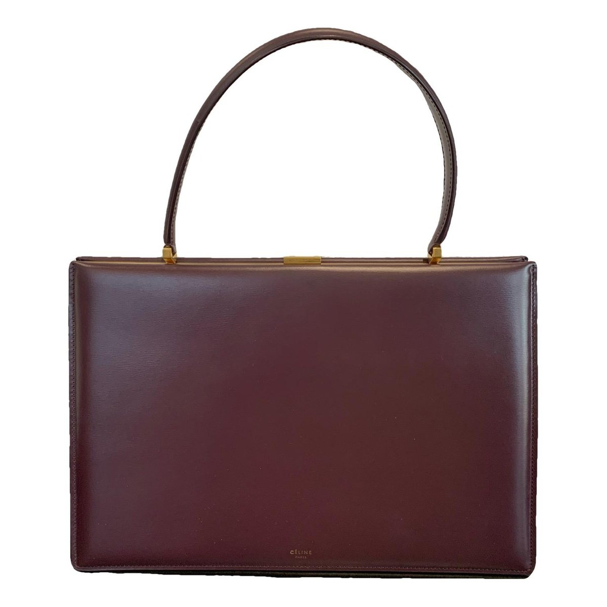 Clasp leather handbag
