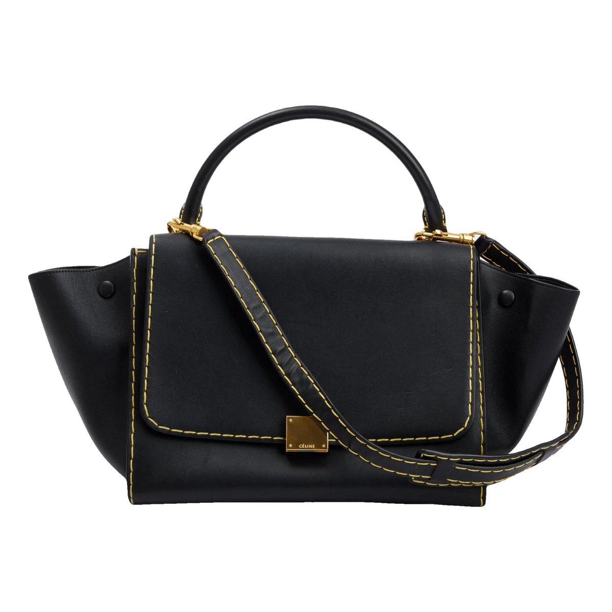 Trapèze leather handbag