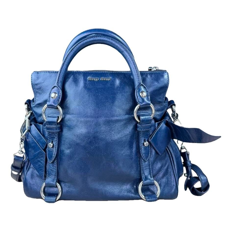 Bow bag leather handbag