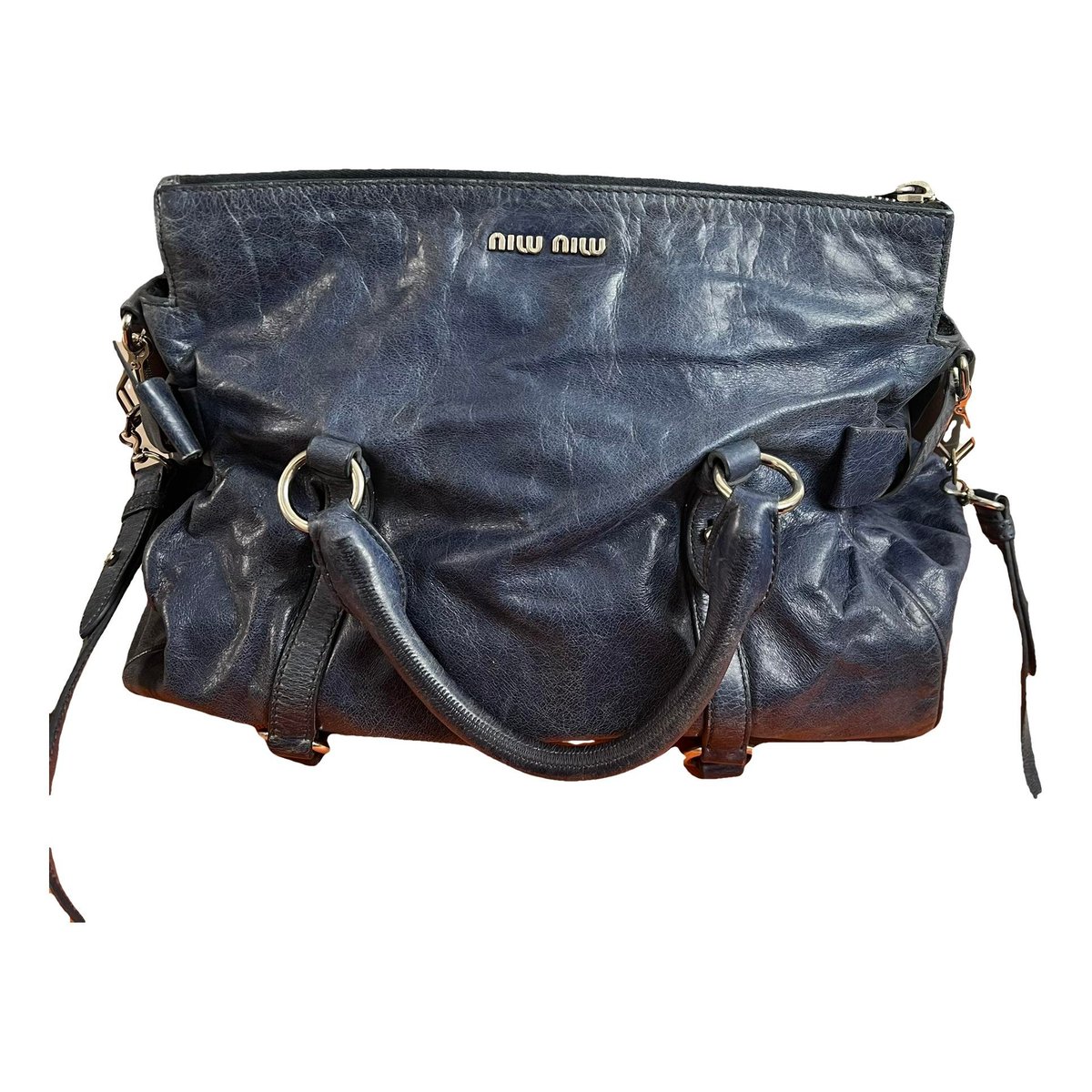 Bow bag leather handbag