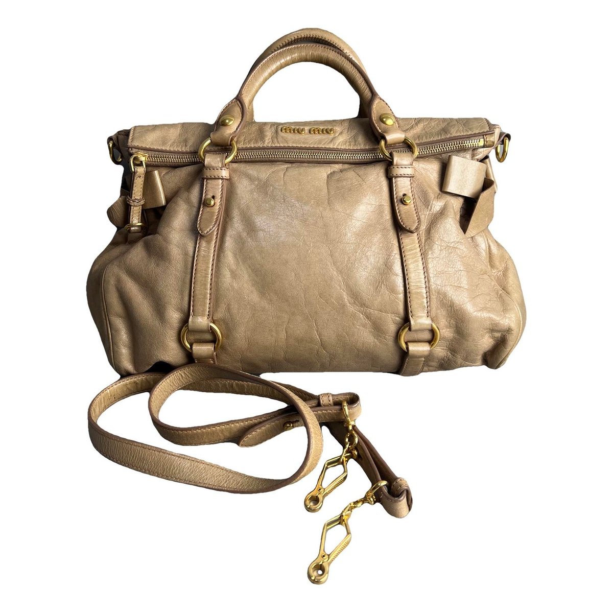 Bow bag leather handbag