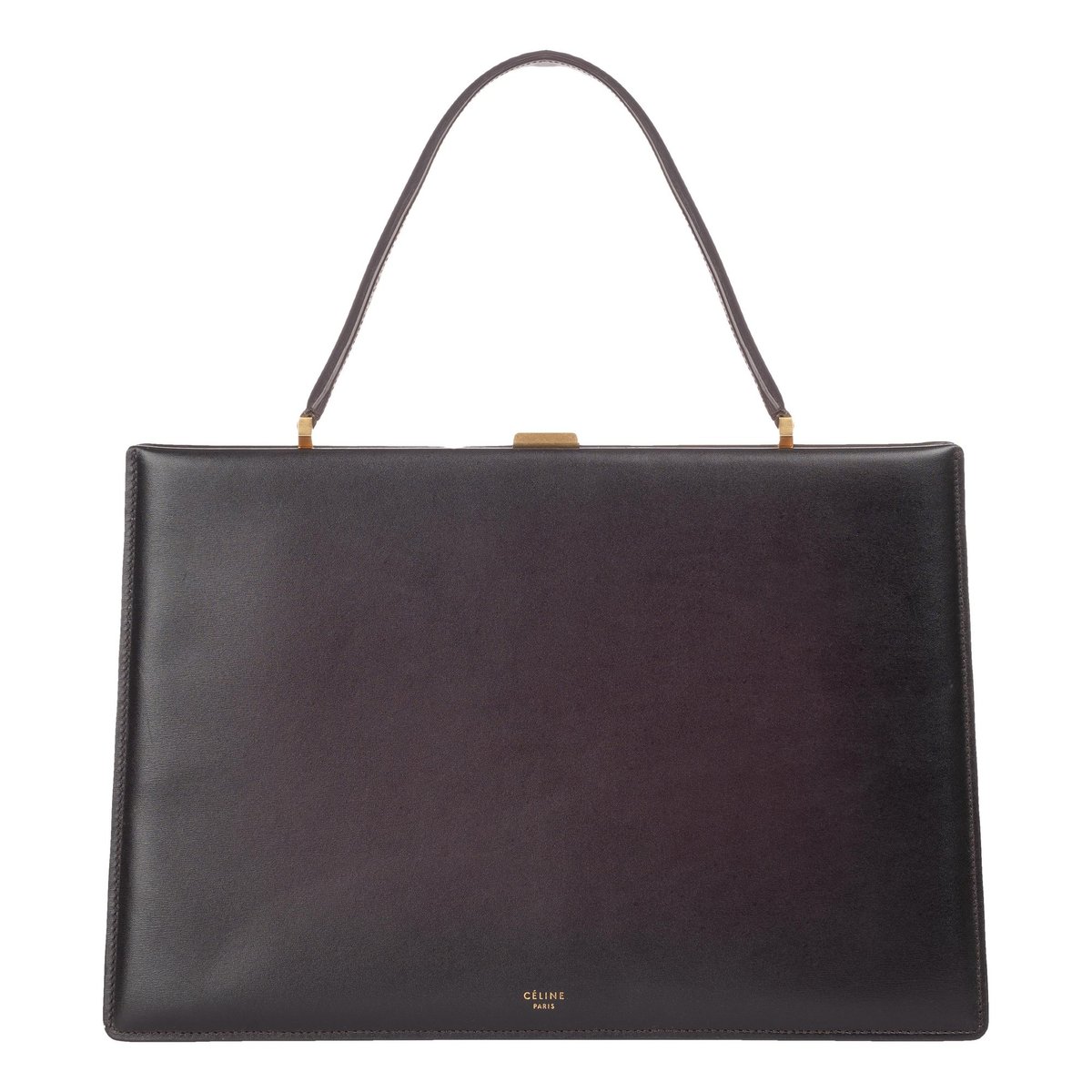 Clasp leather handbag