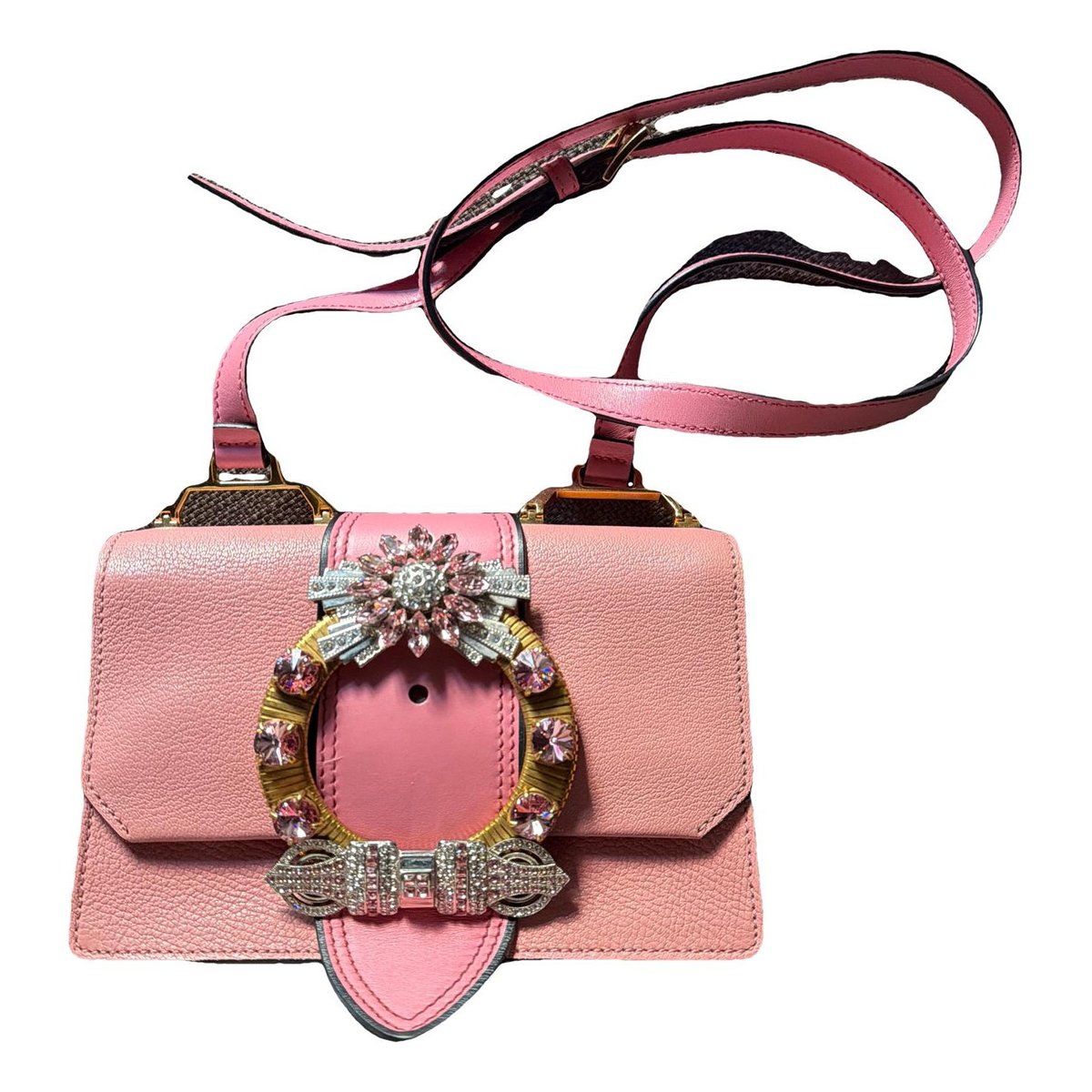 Miu Lady leather crossbody bag