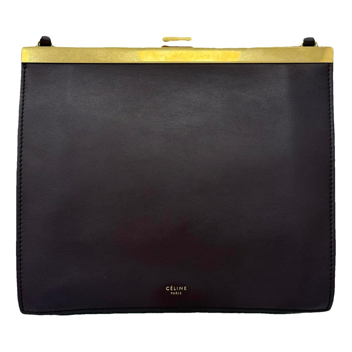 Clasp leather handbag
