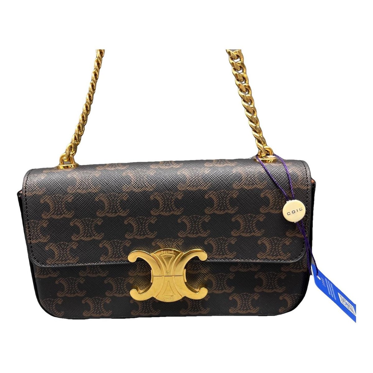 Triomphe chain leather handbag