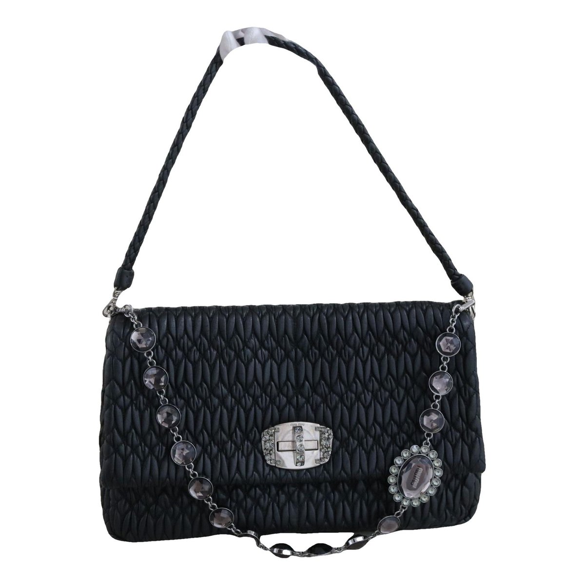 Miu Crystal leather handbag