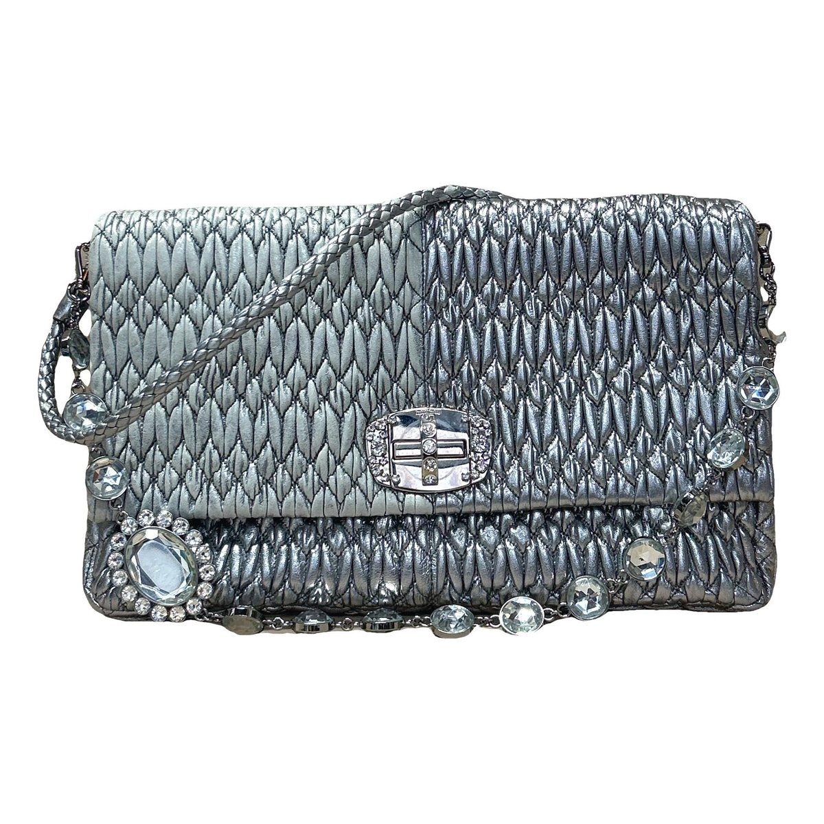 Miu Crystal leather handbag