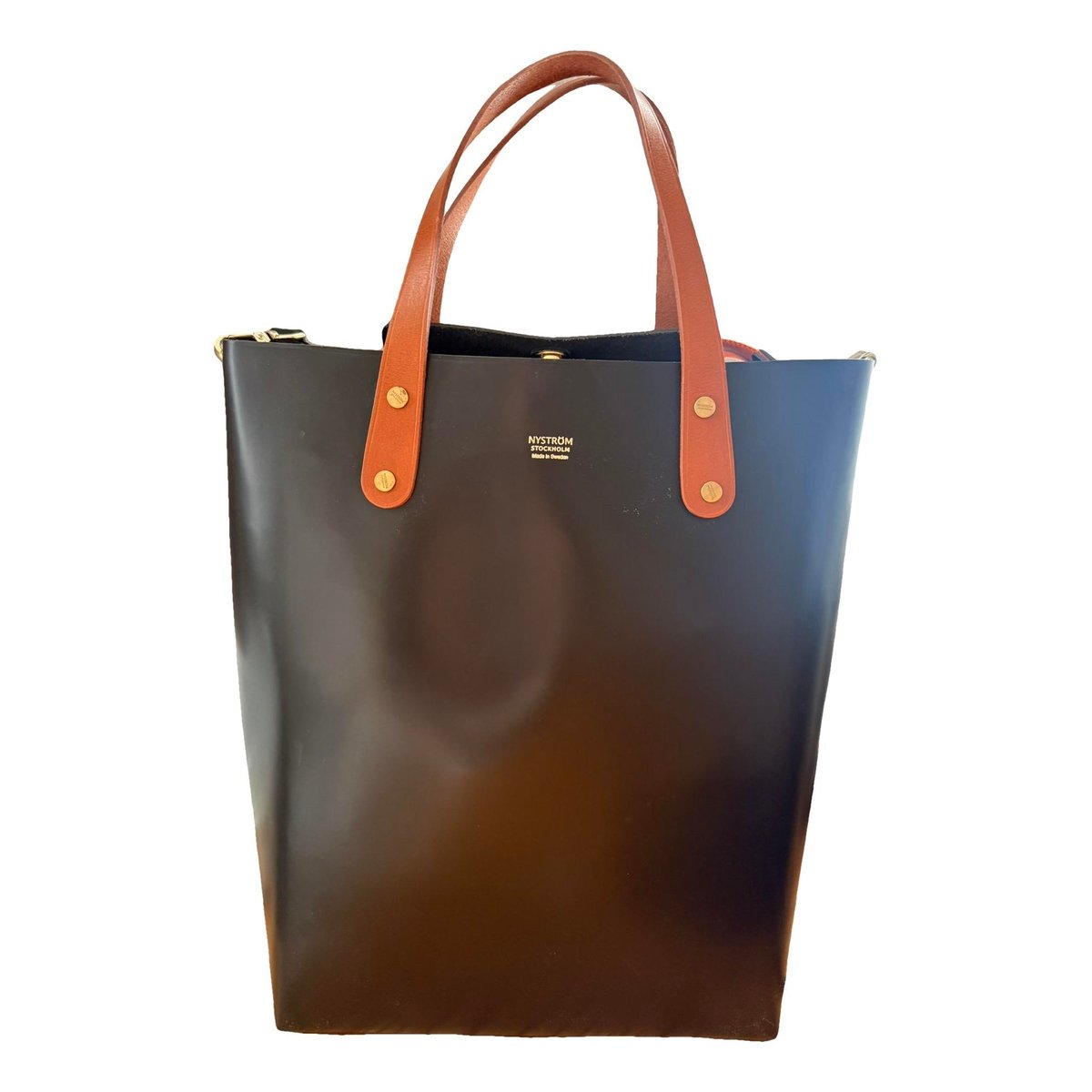 Crochet leather tote