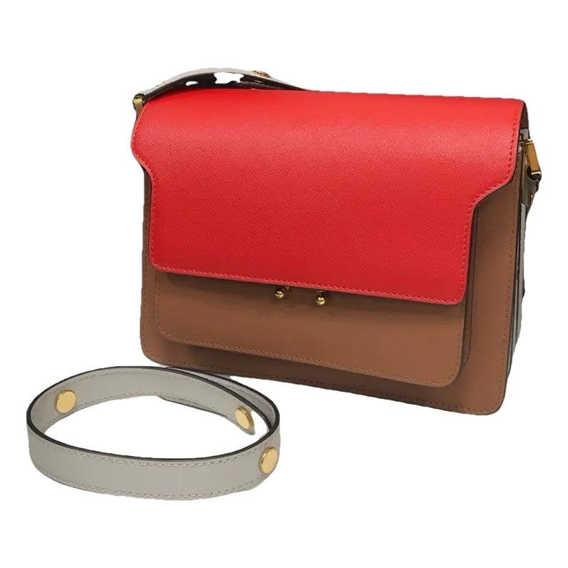 Trunk leather crossbody bag
