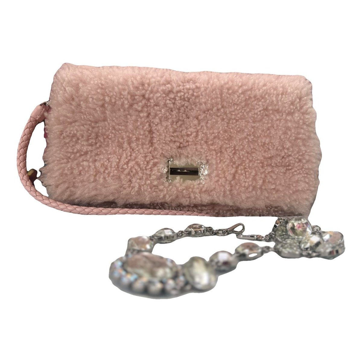 Miu Crystal faux fur handbag