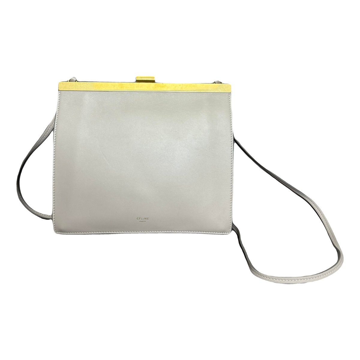 Clasp leather handbag