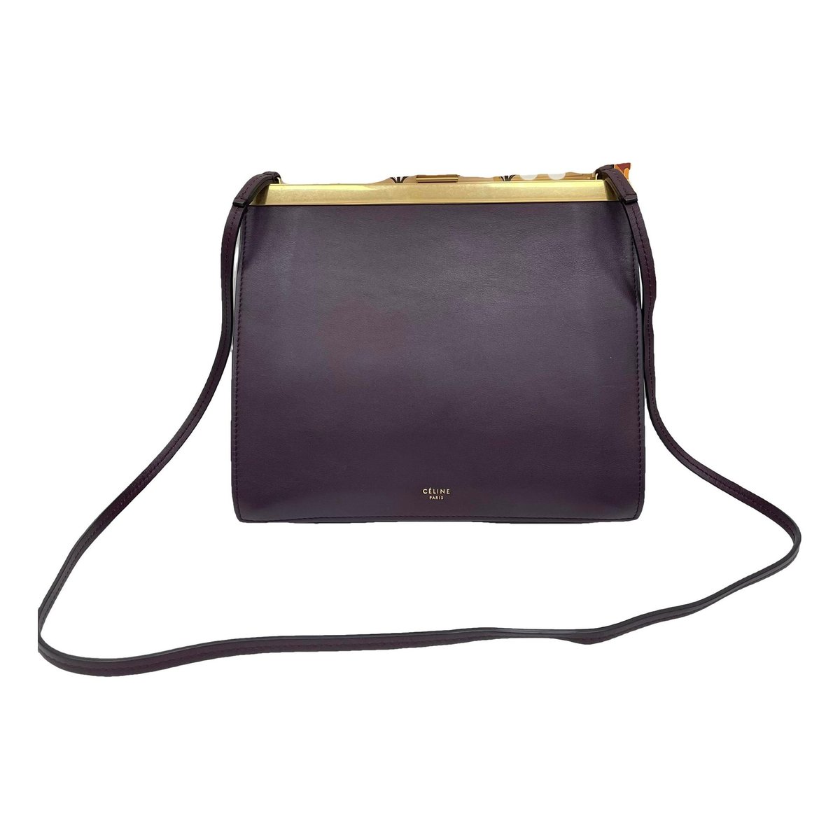 Clasp leather handbag