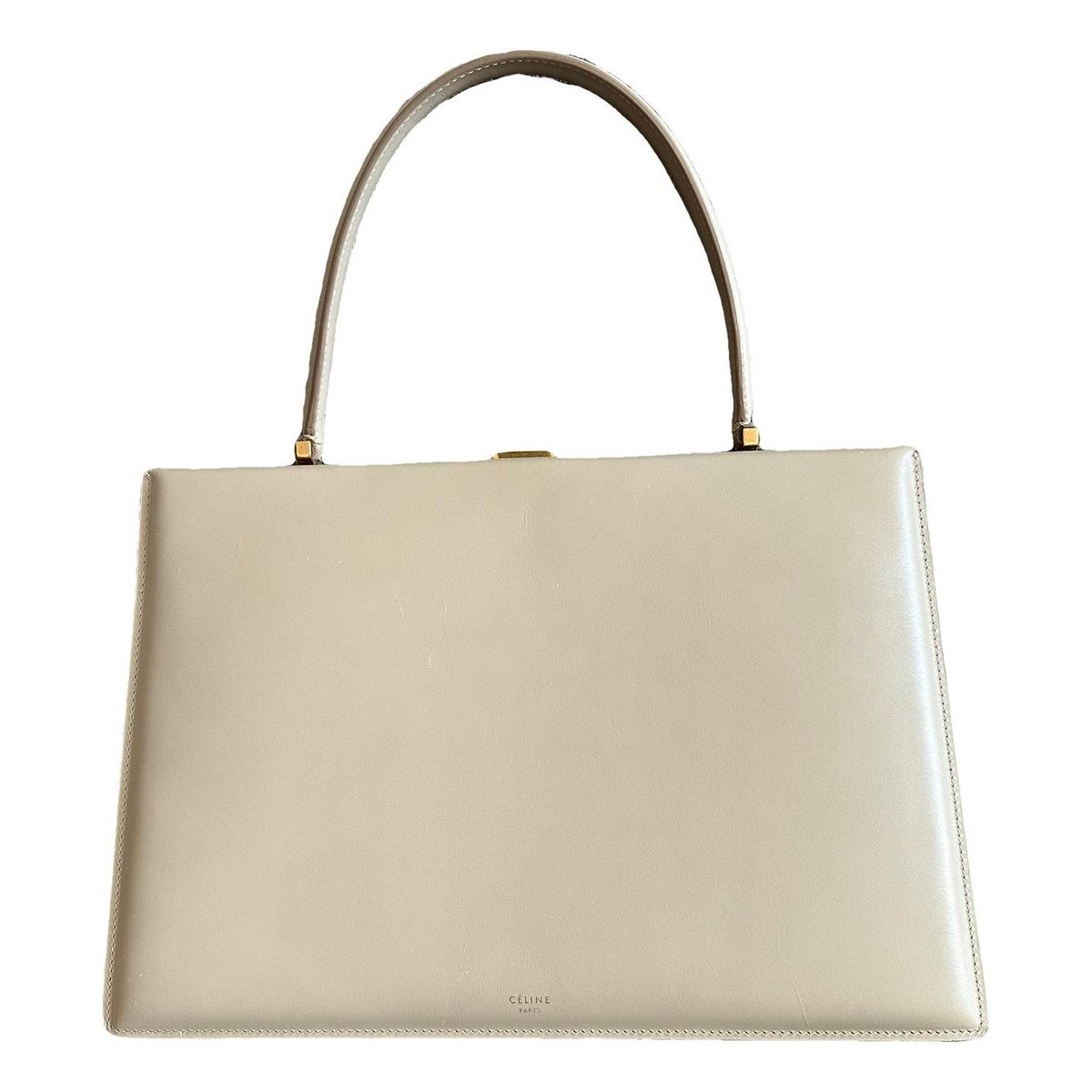 Clasp leather handbag