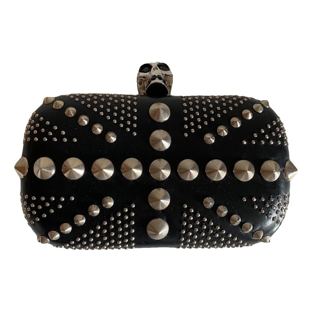 Skull leather clutch bag