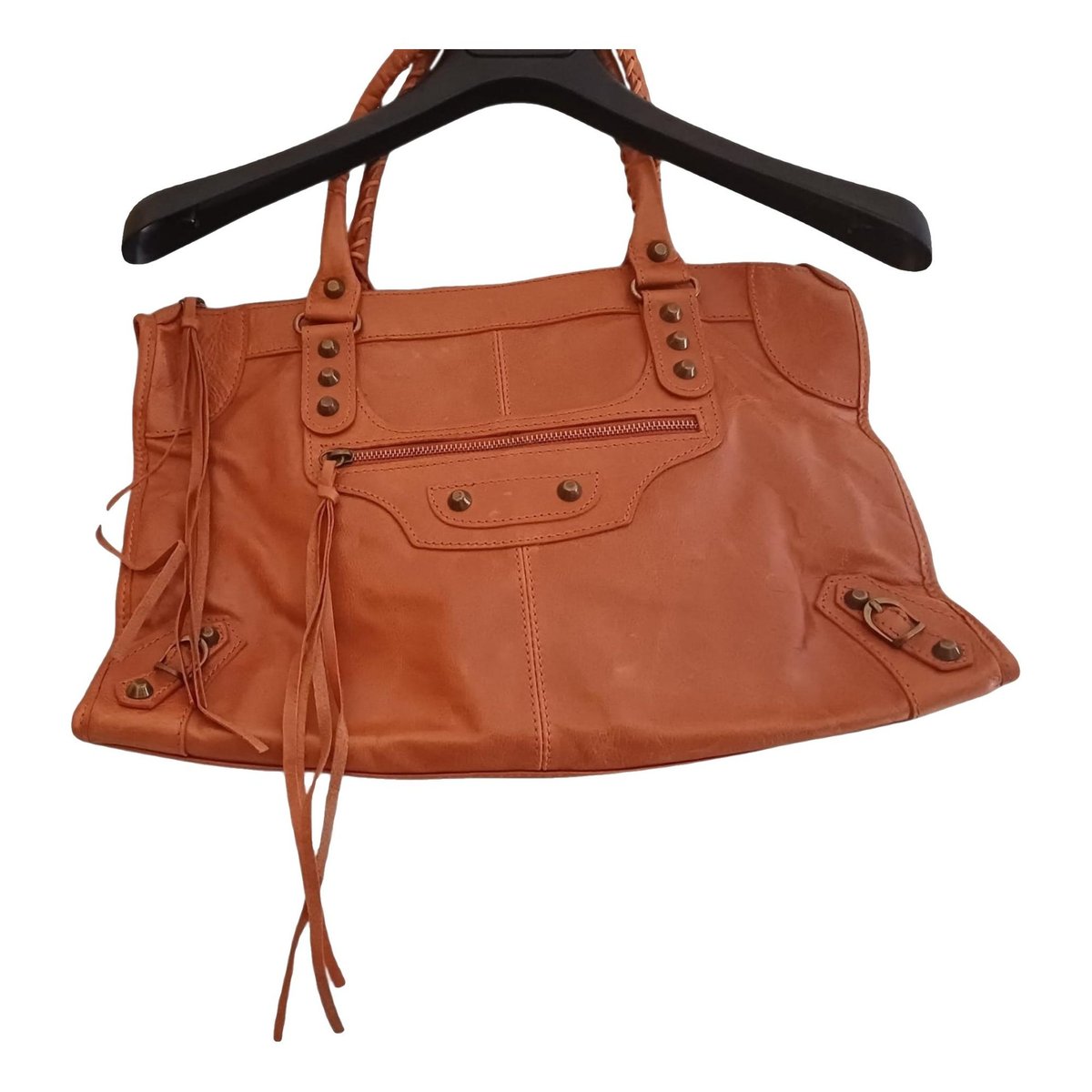 Crochet leather handbag