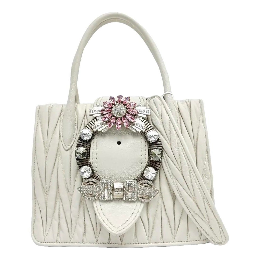Miu Lady leather crossbody bag