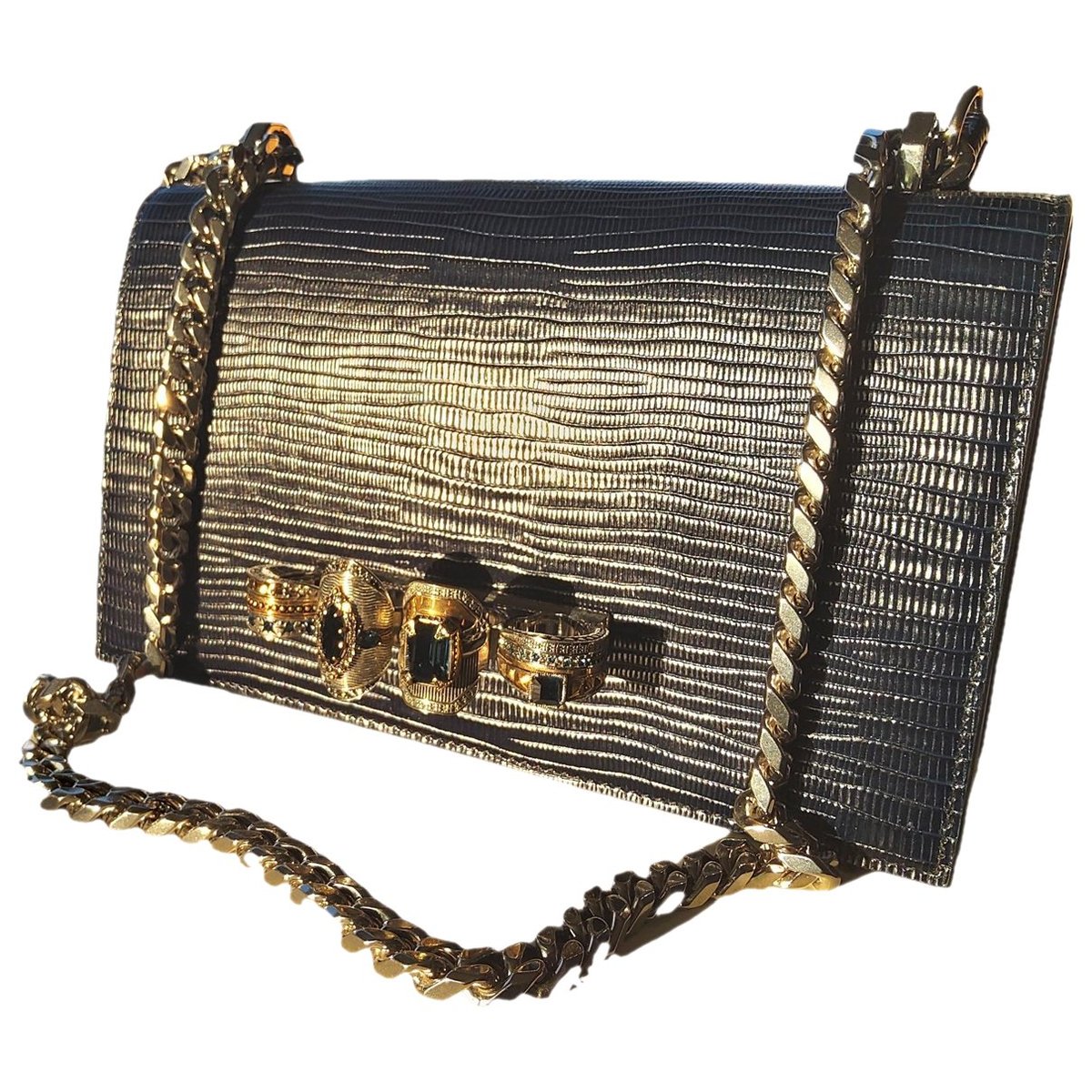 Knuckle leather clutch bag