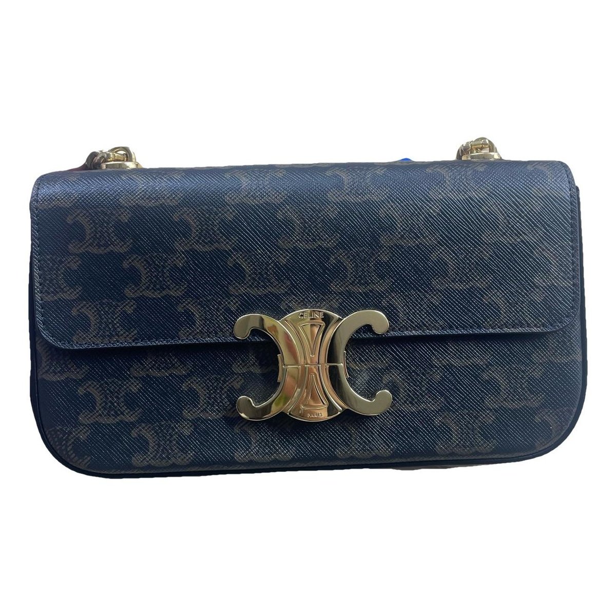 Triomphe chain leather handbag