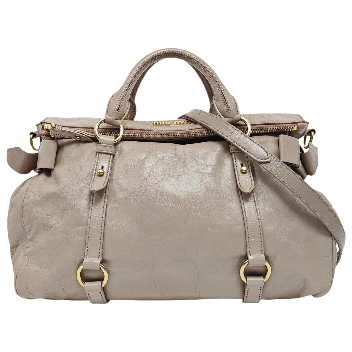Bow bag leather handbag