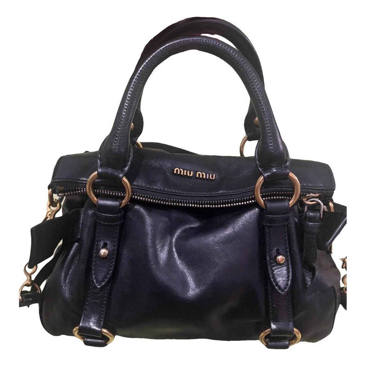 Bow bag leather handbag