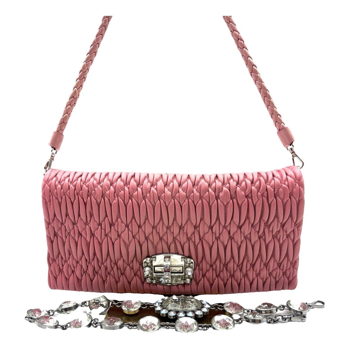 Miu Crystal leather handbag