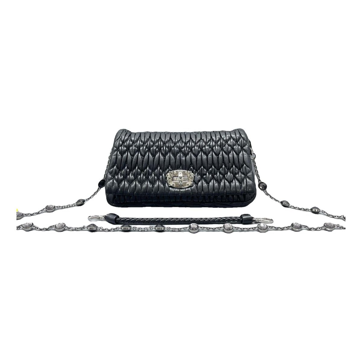 Miu Crystal leather handbag