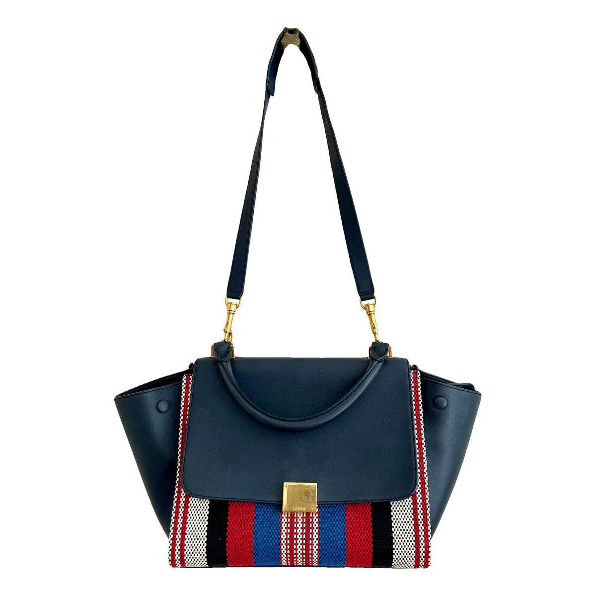 Trapèze leather handbag