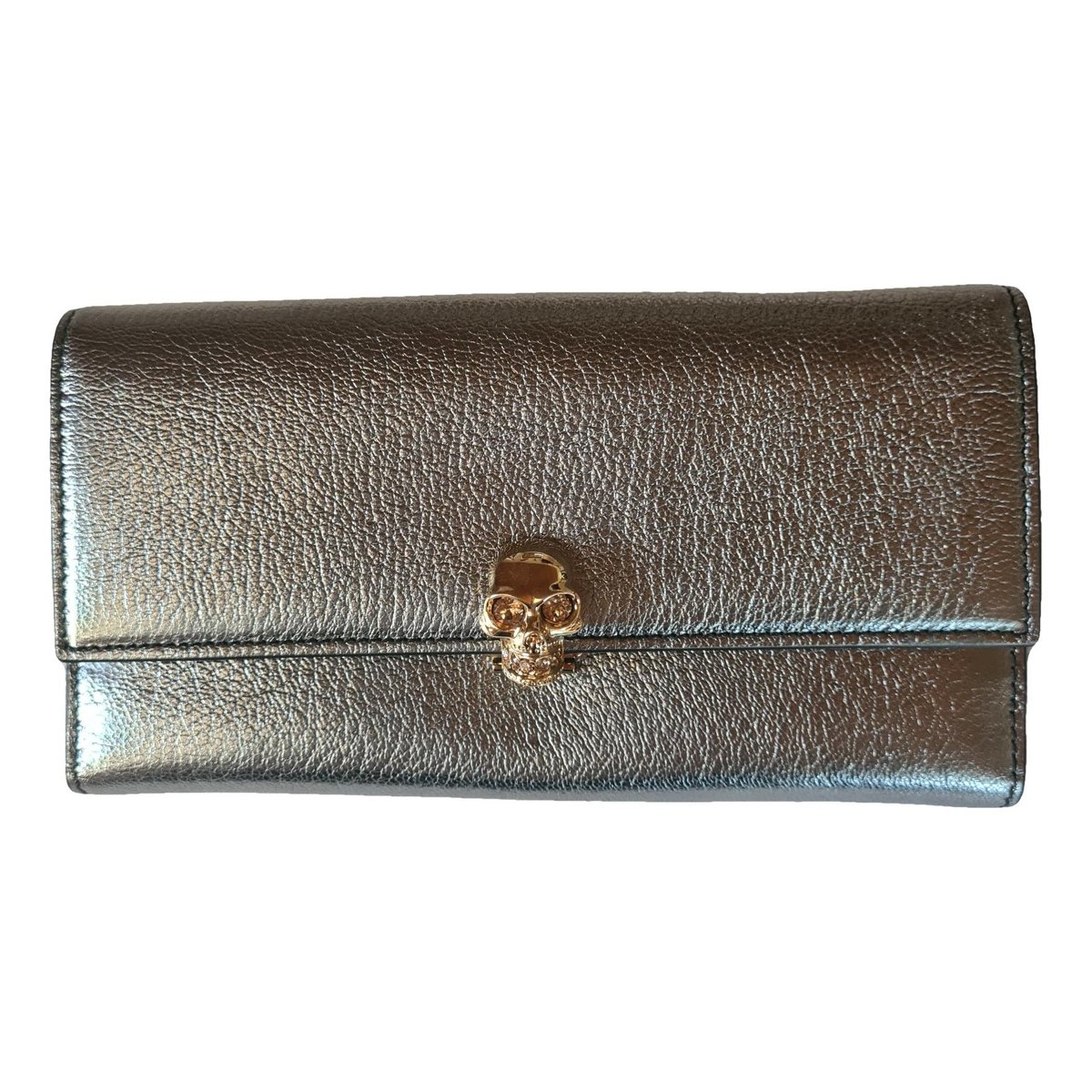 Skull leather clutch bag