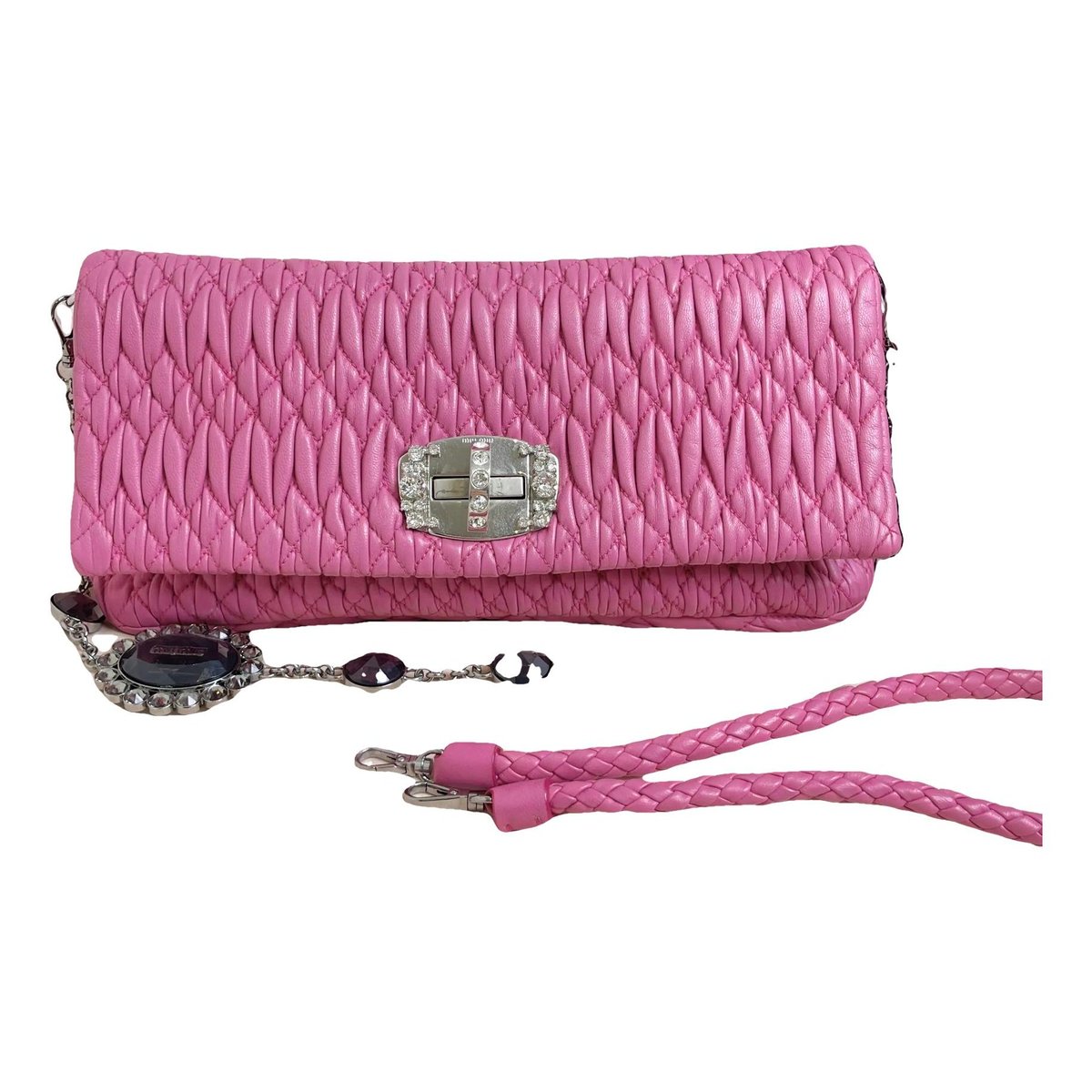 Miu Crystal leather handbag