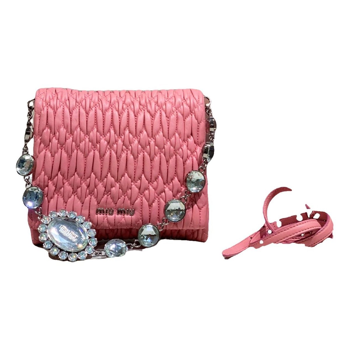 Miu Crystal leather handbag