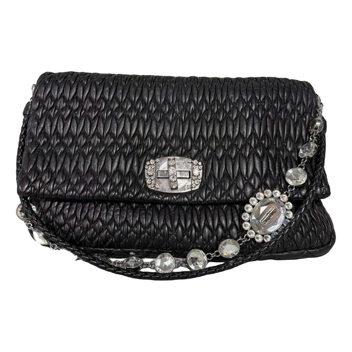 Miu Crystal leather handbag