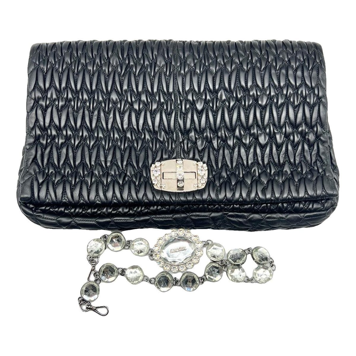 Miu Crystal leather handbag