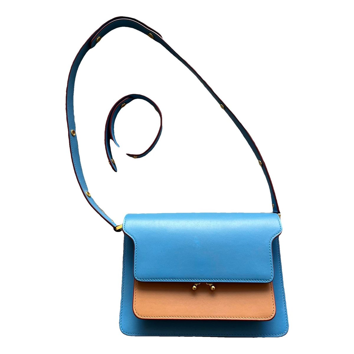 Trunk leather crossbody bag