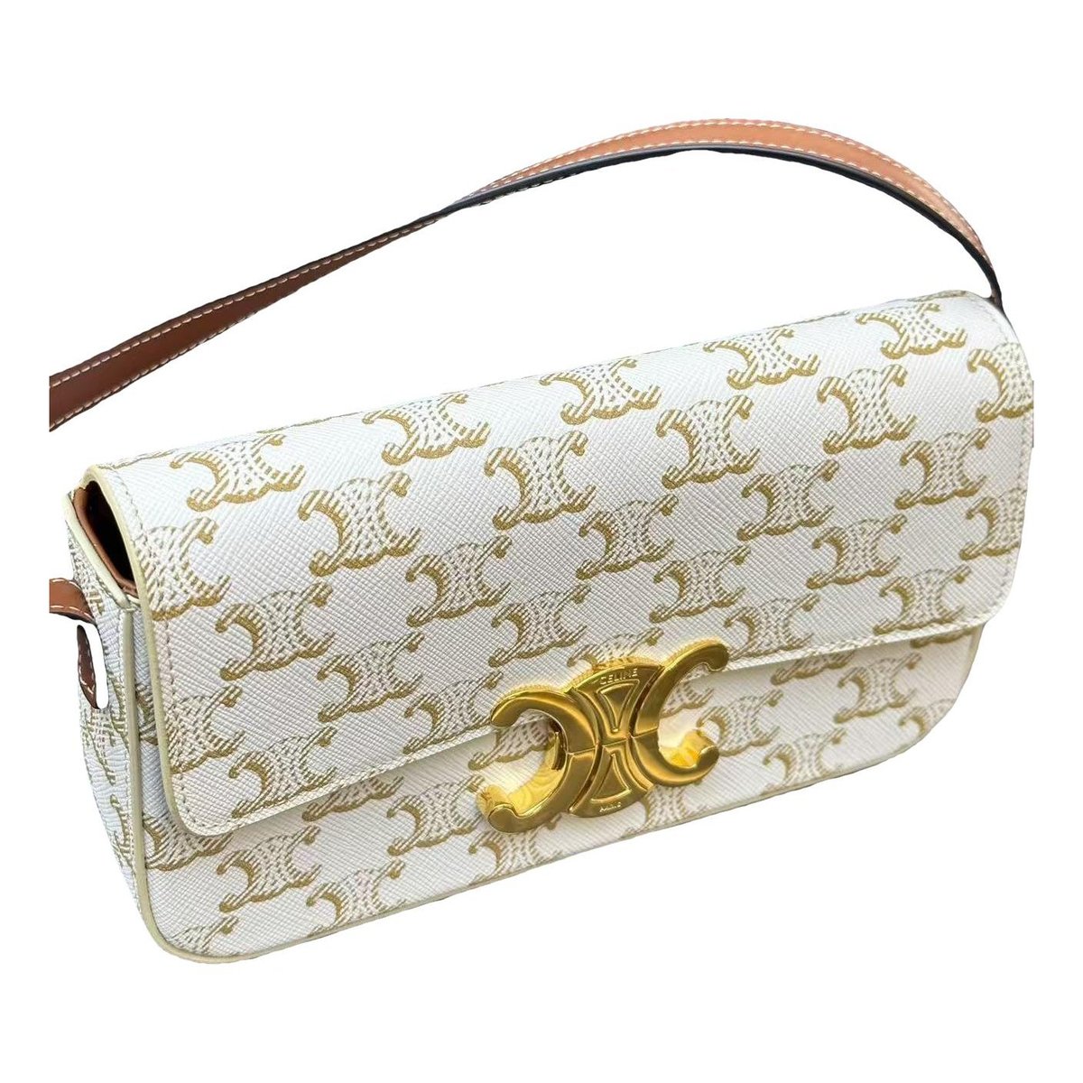 Triomphe chain leather handbag