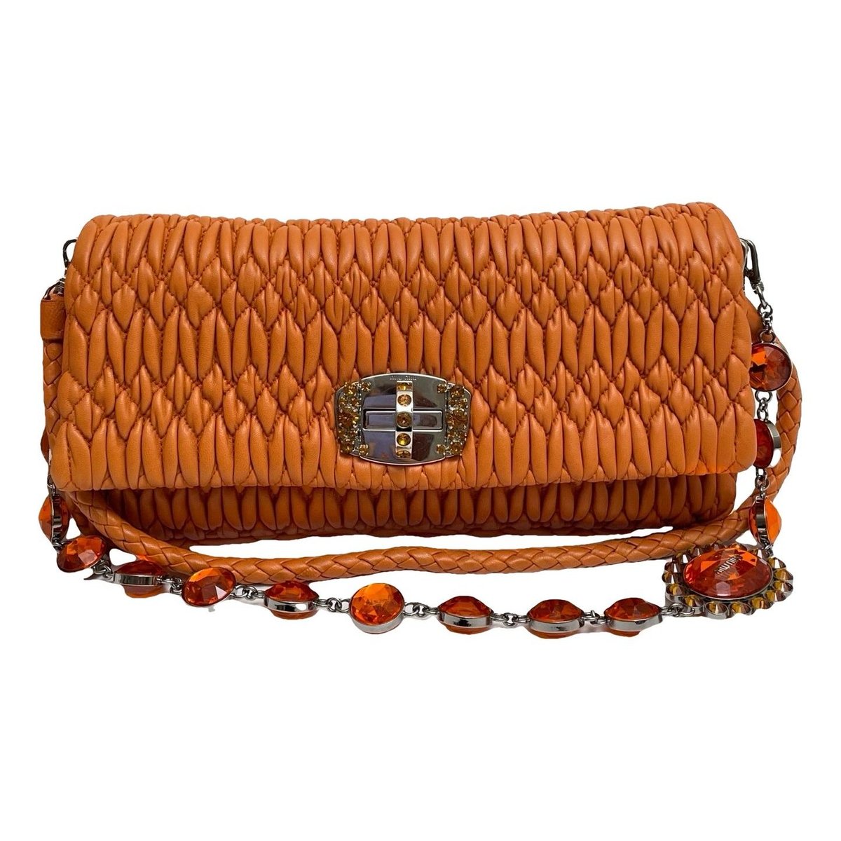 Miu Crystal leather handbag