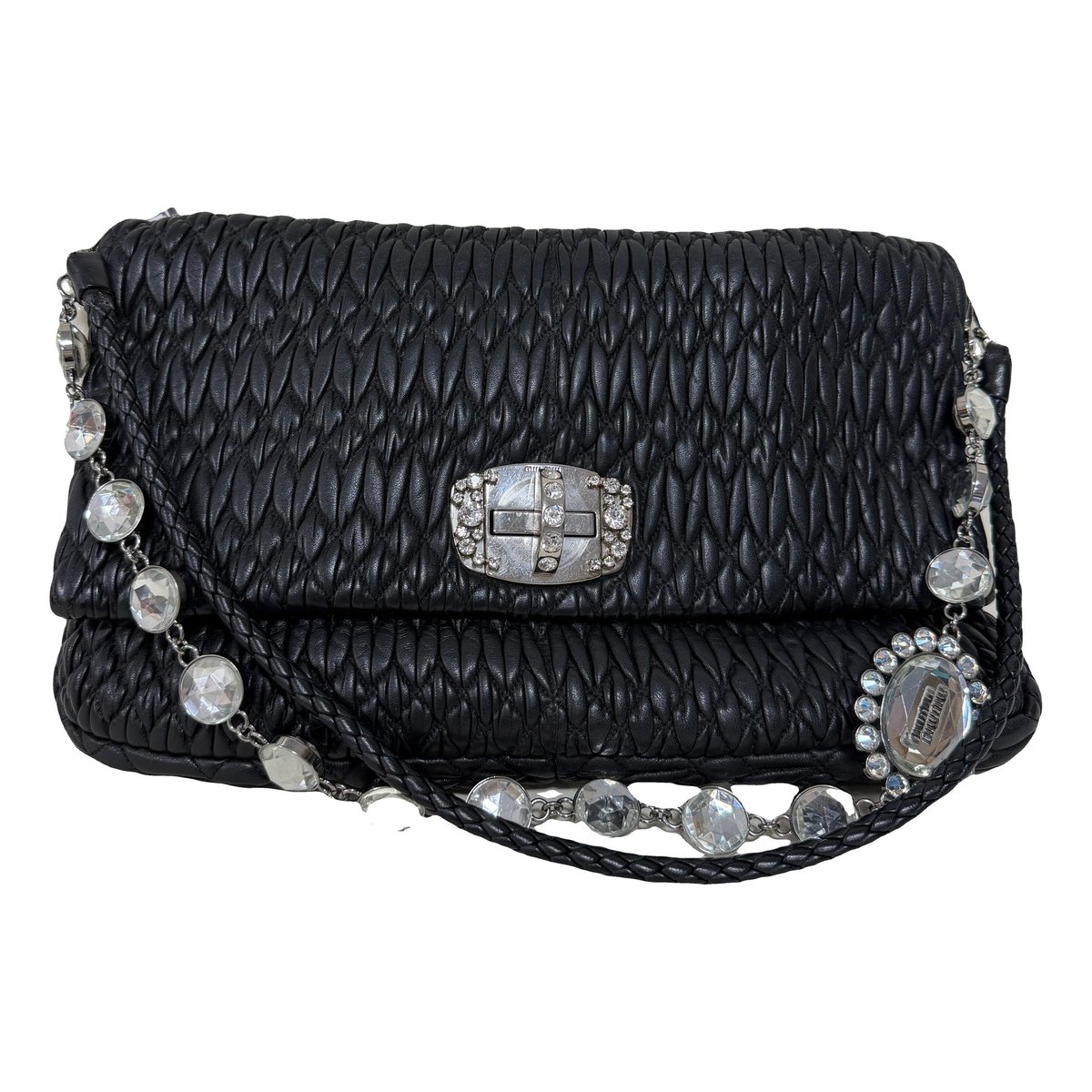 Miu Crystal leather handbag