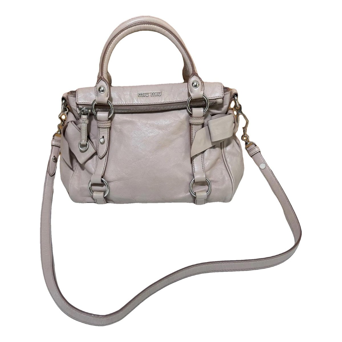 Bow bag leather handbag
