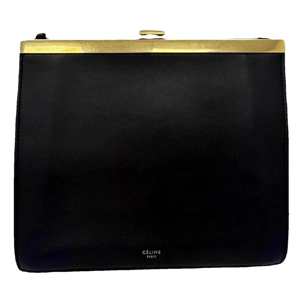 Clasp leather handbag