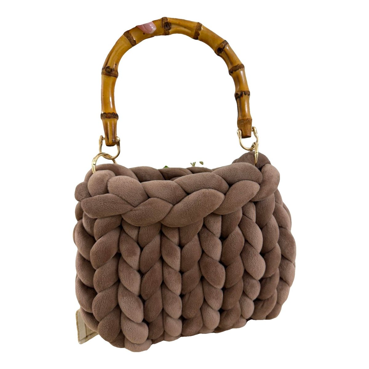 Crochet velvet handbag