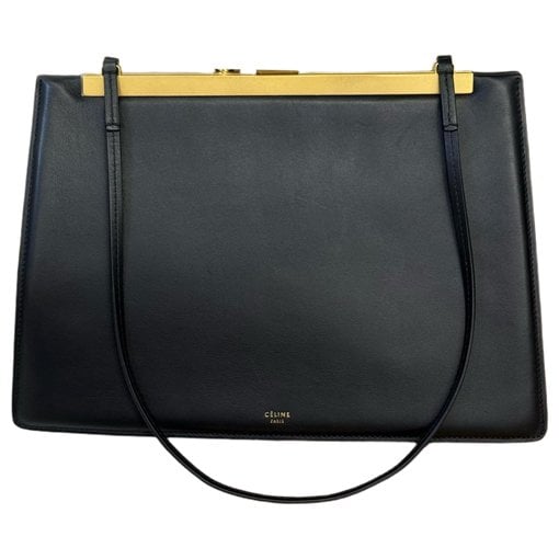 Clasp leather handbag