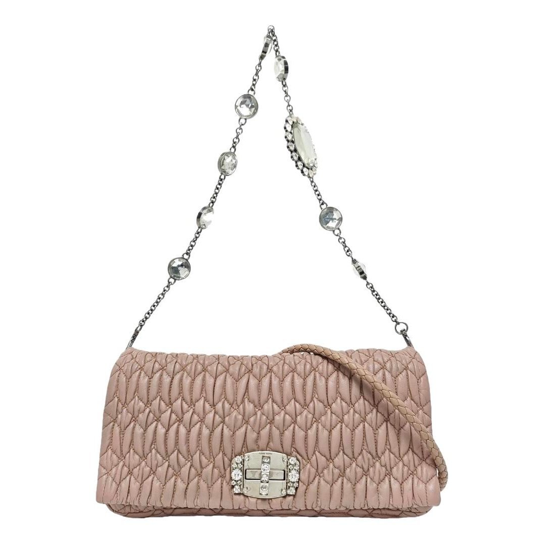 Miu Crystal leather handbag