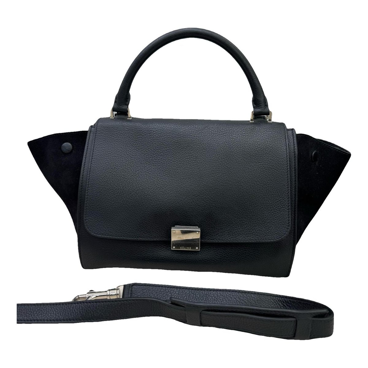 Trapèze leather handbag