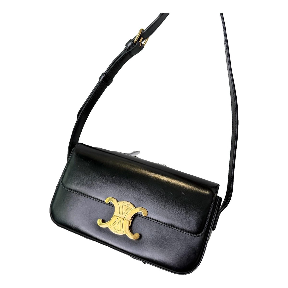 Triomphe chain leather handbag